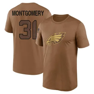 Brown Wilbert Montgomery 2023 Salute To Service Legend Performance T-Shirt