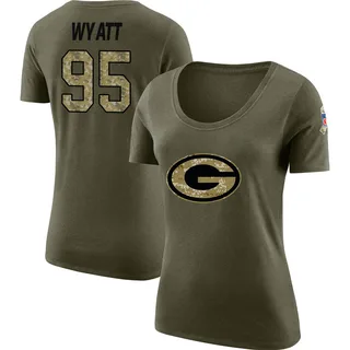 Olive Women's Devonte Wyatt Salute to Service Legend Scoop Neck T-Shirt