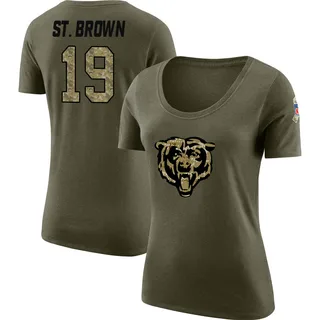 Olive Women's Equanimeous St. Brown Salute to Service Legend Scoop Neck T-Shirt