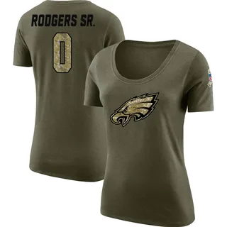 Olive Women's Isaiah Rodgers Sr. Salute to Service Legend Scoop Neck T-Shirt